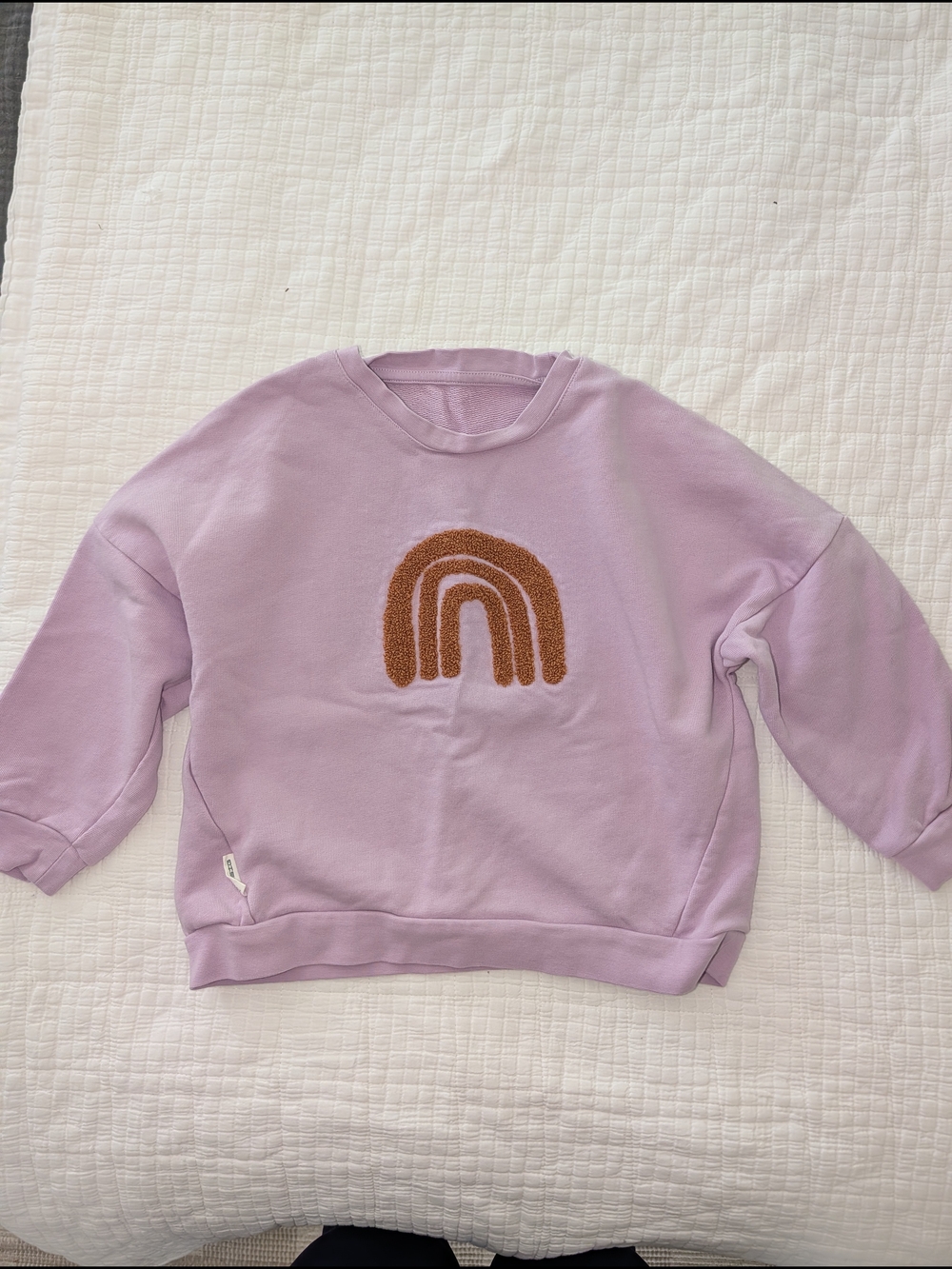 Lilac Rainbow Appliqué Crewneck Sweater